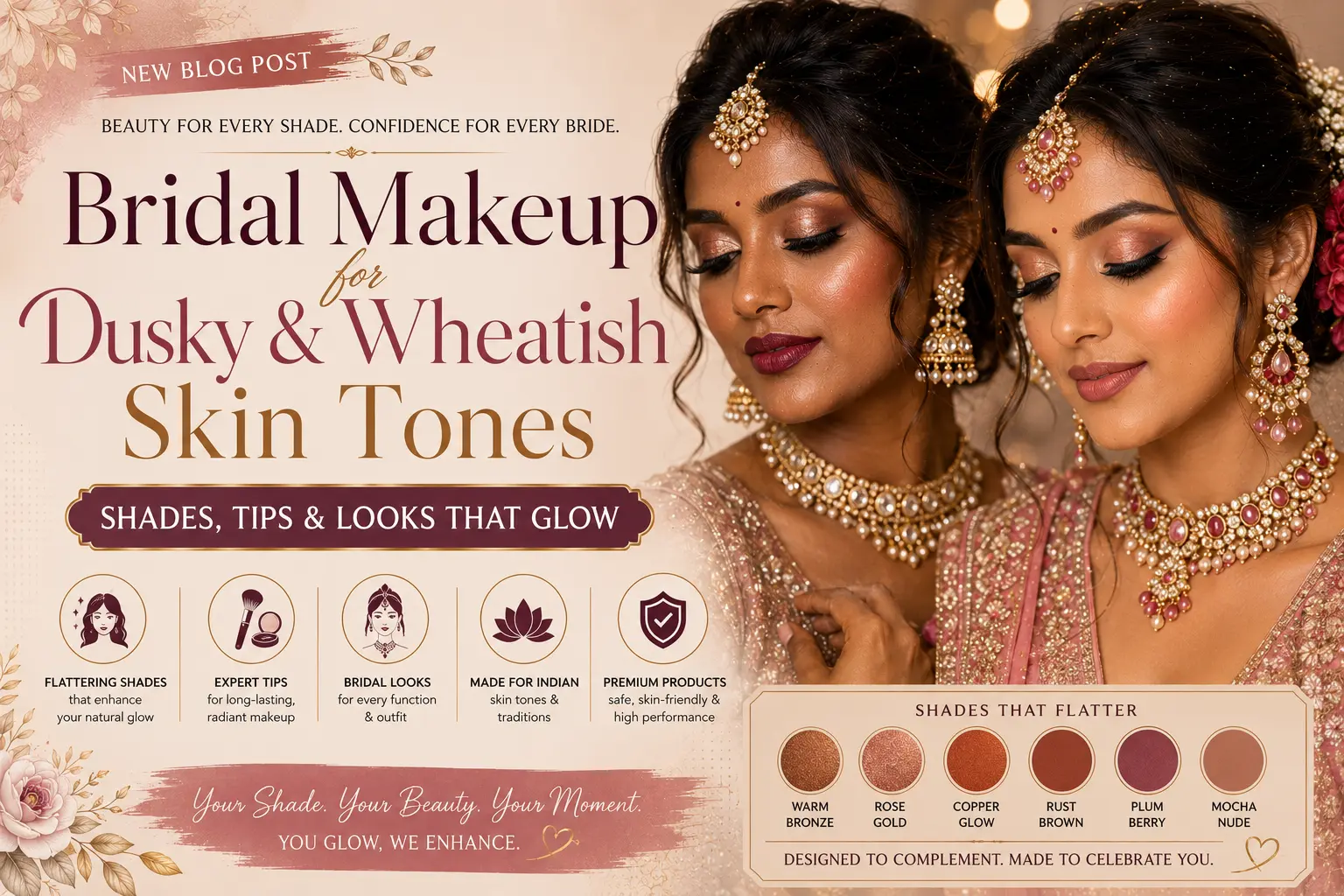 Bridal Makeup for Dusky & Wheatish Skin Tones: Shades, Tips & Looks That Glow